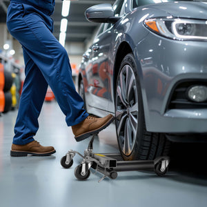 Carrelli sposta auto con cric idraulico 2x Portata 680kg l’uno Per pneumatici larghi max 30cm