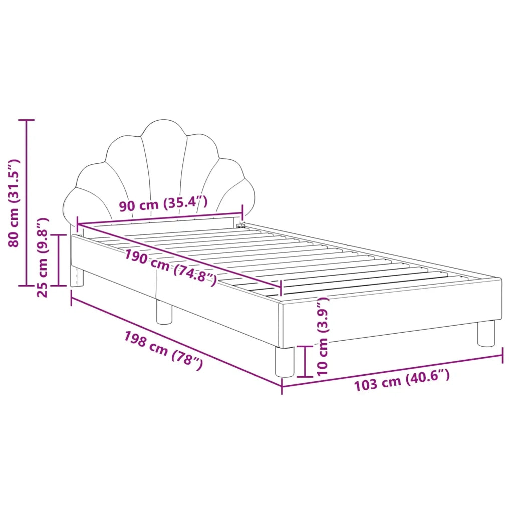 Struttura letto Bambini | Letto Infantile | Lettino con testata Grigio Scuro 90 x 190 cm