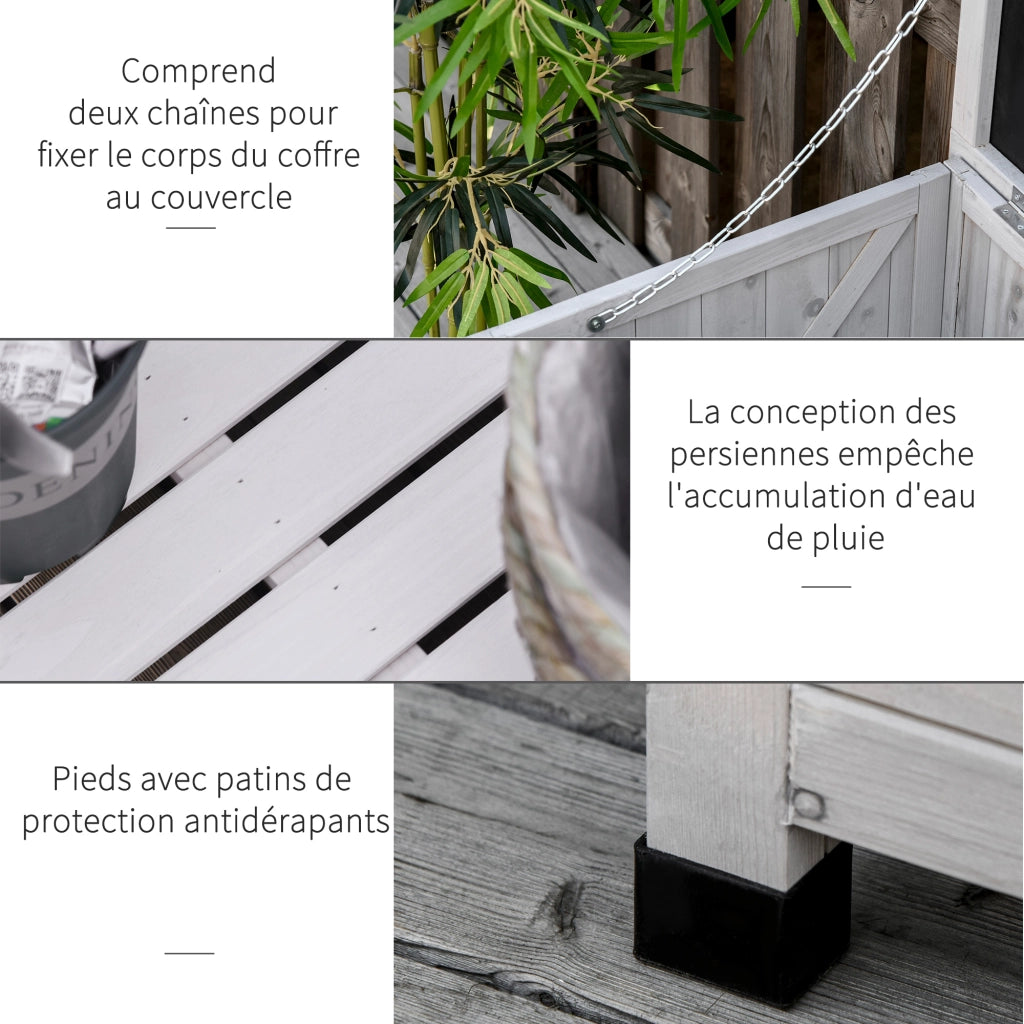 Coffre da giardino in legno ¨C zephmum ¨C 283L grigio 127x56x60 cm