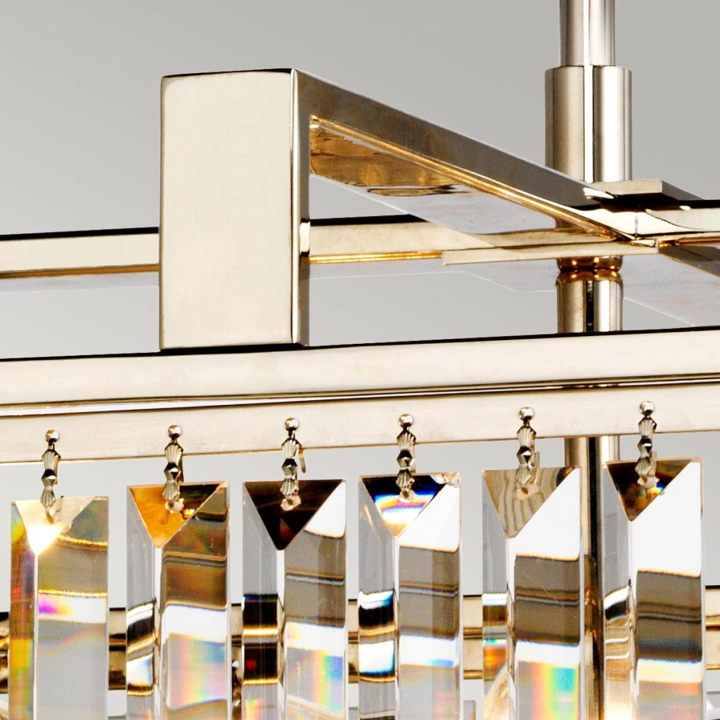 Lampadario quadrato moderno cristalli oro Aries 4xE27 Elstead