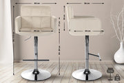 Set di 2 sgabelli da bar Los Angeles in velluto crema,cromo