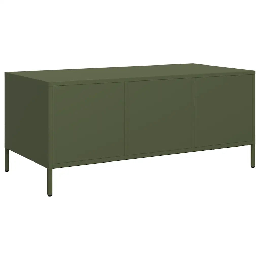 vidaXL Tavolino Verde Oliva 101,5x50x43,5 cm Acciaio Laminato a Freddo