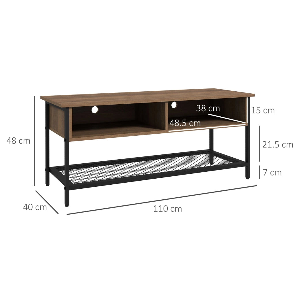 Mobile TV max 48” 110x40x48 cm in Legno e Acciaio Marrone e Nero