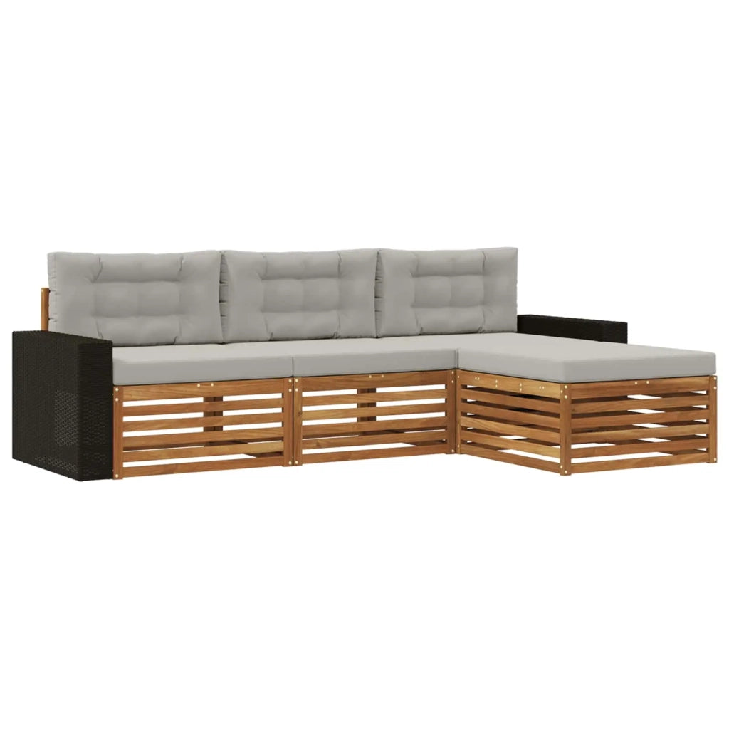 Set di divani da esterno 4 pz Naturale e Grigio Chiaro 3383214