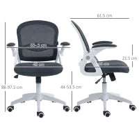 Sedia da Ufficio Ergonomica con Schienale a Rete e Altezza Regolabile, 65.5x61.5x88-97.5cm, Grigio