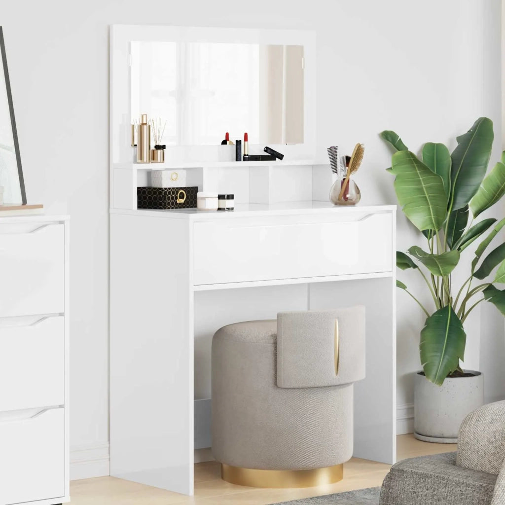 Tavoli da Trucco per Camera da Letto con cassetto Bianco Lucido 888981