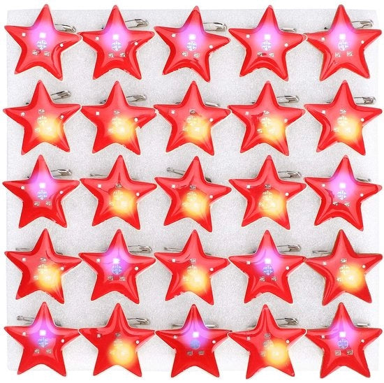 Decorazioni per abito da festa - 25 pezzi - LED - forma a stella a 5 punte - spille per decorazioni - disegni cartoon - adatto per costume da festa