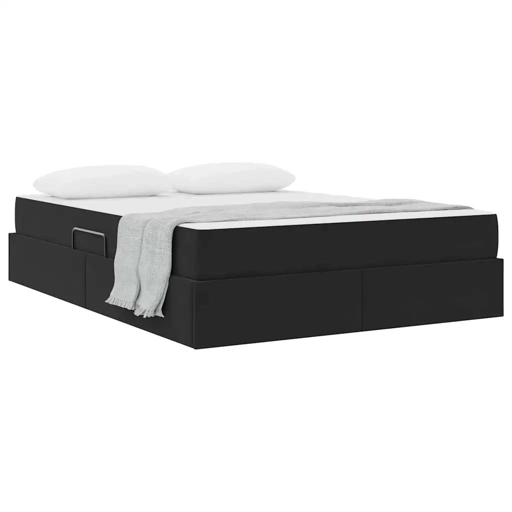 Letto con contenitore e materasso Nero 140 x 200 cm Velluto