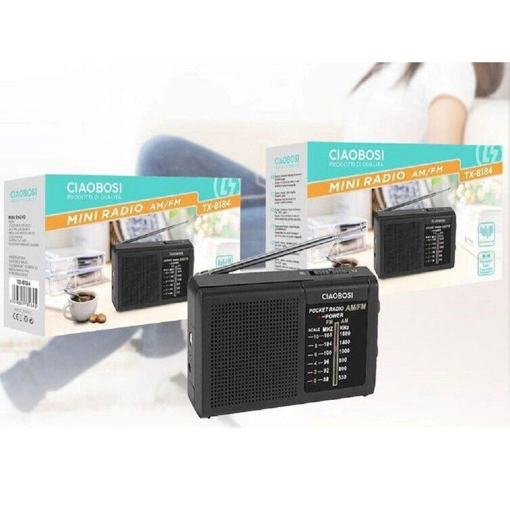 Trade Shop - Mini Radio Fm Portatile Tascabile Bande Am Fm Ricevitore Audio Musica Tx-8184 -