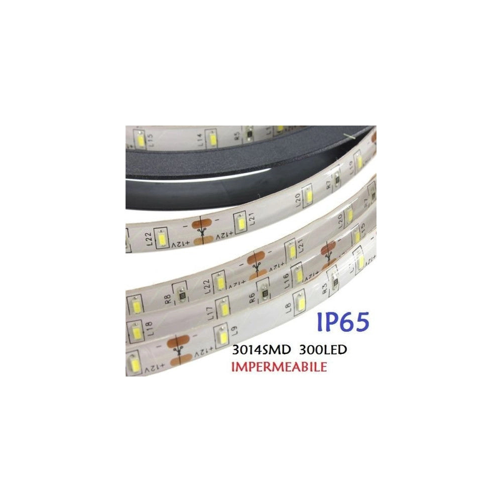 Trade Shop - 5 Metri Strip Striscia 300 Led 3014 Smd Per Esterno Ip65 12 V Dc Caldo Freddo -