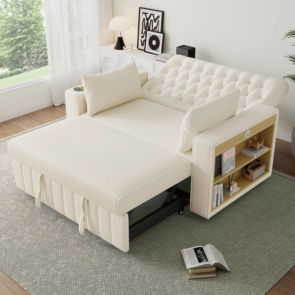 Divano letto multifunzione - Xylo - Con USB e ripostiglio, beige