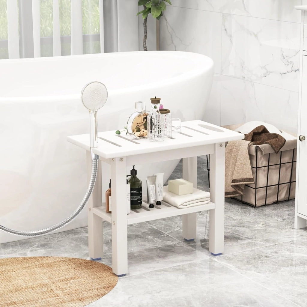 Panca per doccia interna, Sgabello da bagno impermeabile in HDPE con supporto per doccia Bianco-Sedie per doccia