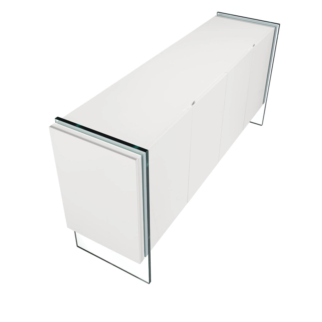 Credenza legno bianco e vetro temperato