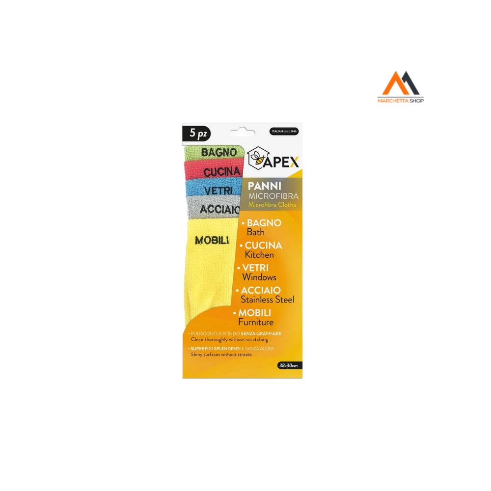 PANNI MICROFIBRA SET 5PZ CM 38X30 COLORATI