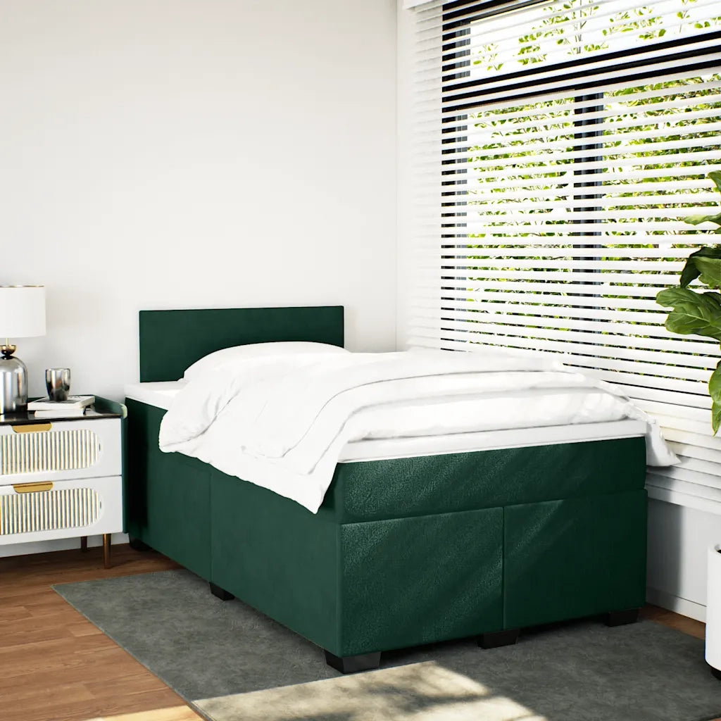 Giroletto a Molle con Materasso Verde Scuro 120x190 cm Velluto
