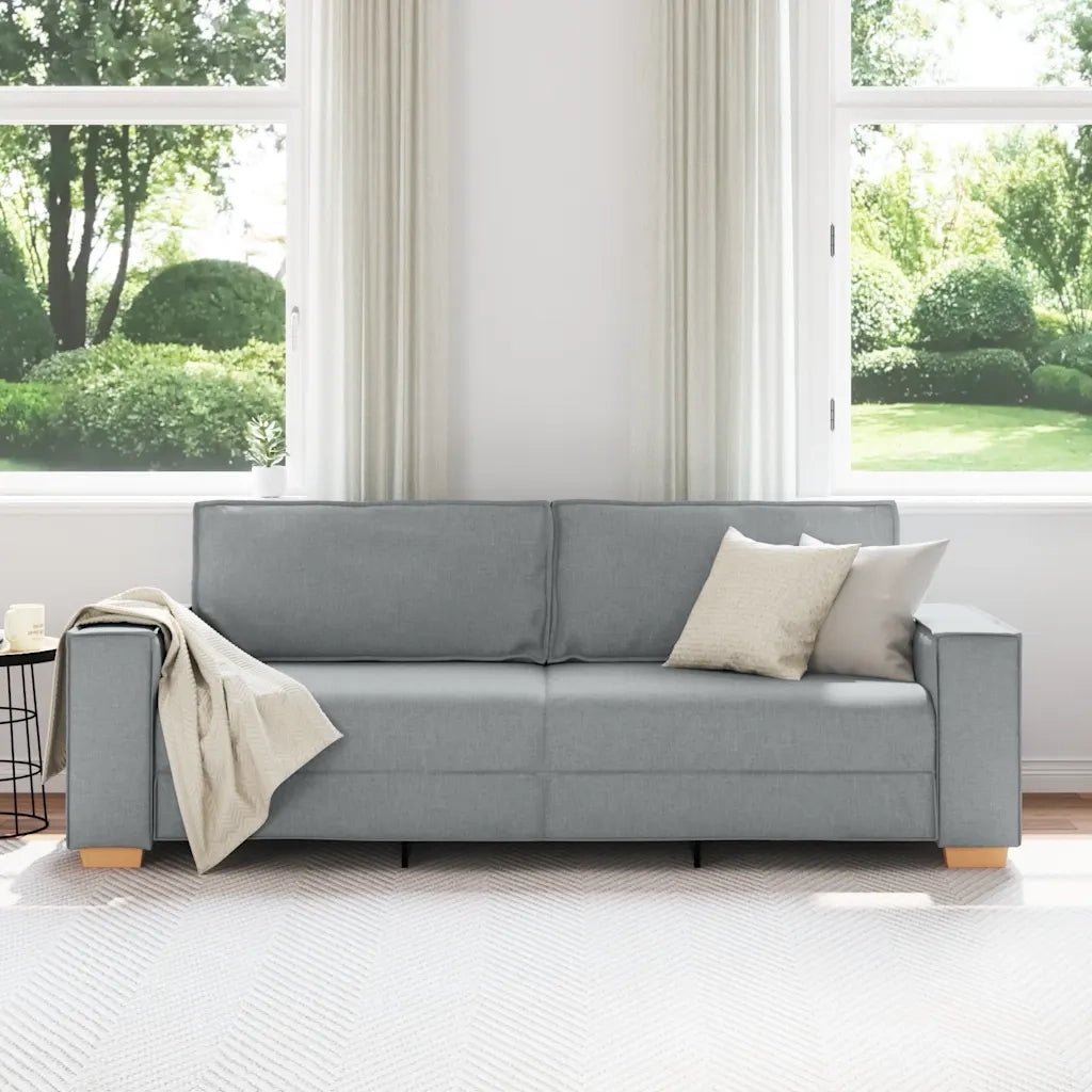 Divano | Divano da soggiorno | Sofa a 3 posti Grigio Chiaro 220x78x84 cm Tessuto