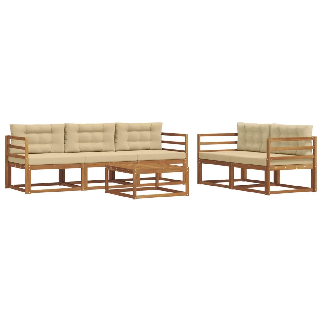 Set di divani da esterno con cuscino 6 pcs Naturale e Beige 3367181