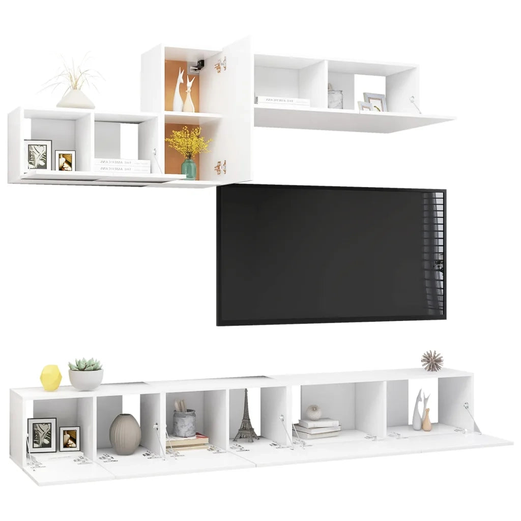Set di Mobili Porta TV 6 pz Bianco in Legno Multistrato 3078730