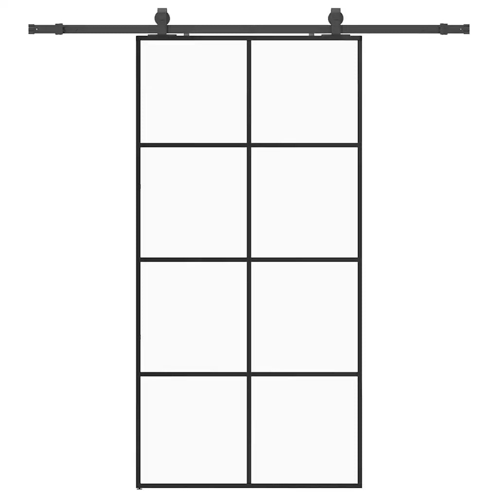 Porta Scorrevole con Ferramenta Nera 102,5x205 cm in Vetro ESG