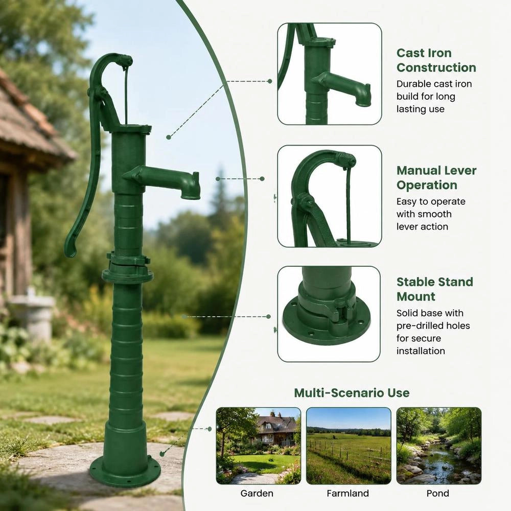 Hand Pump With Stand, Cast Iron