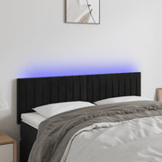 Testiera a LED Nera 144x5x78/88 cm in Velluto 3121900