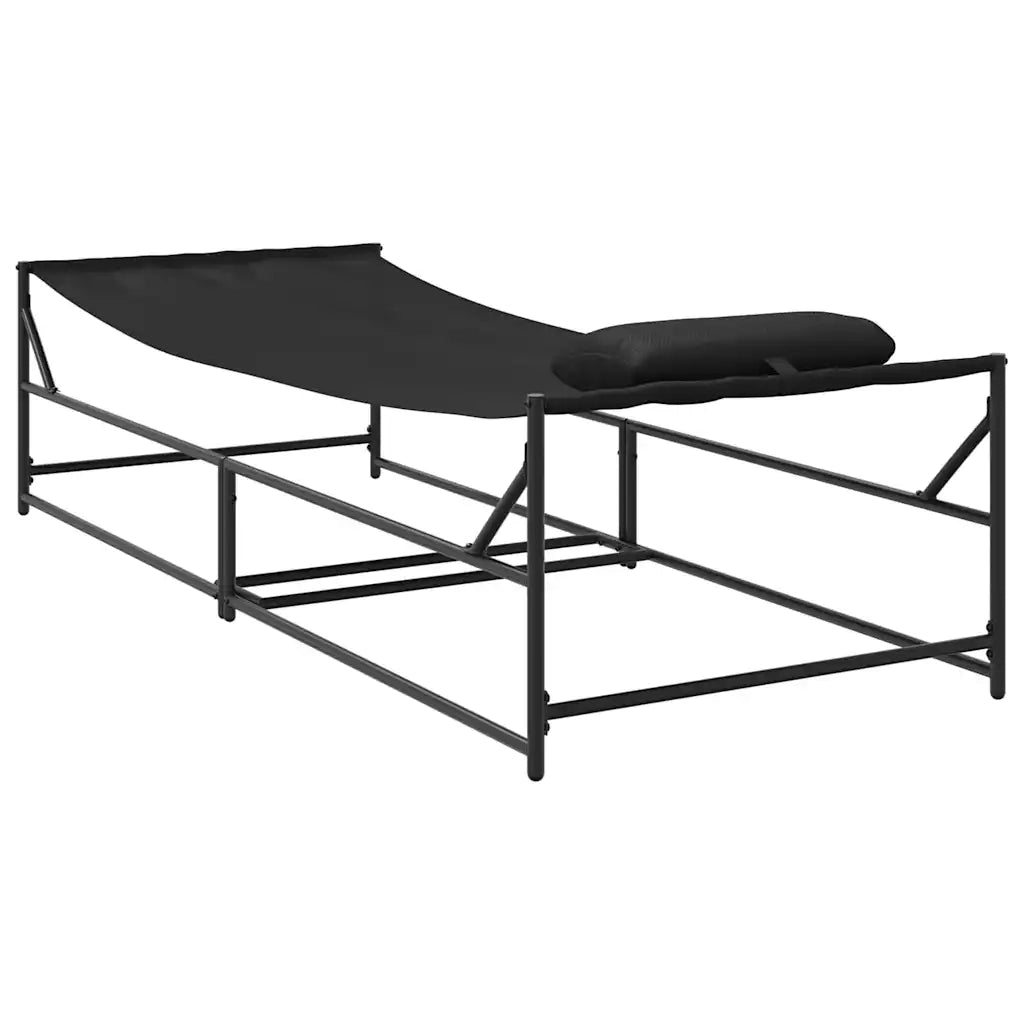 Lettino da Giardino 2 pcs Nero Acciaio verniciato a polvere 42003023