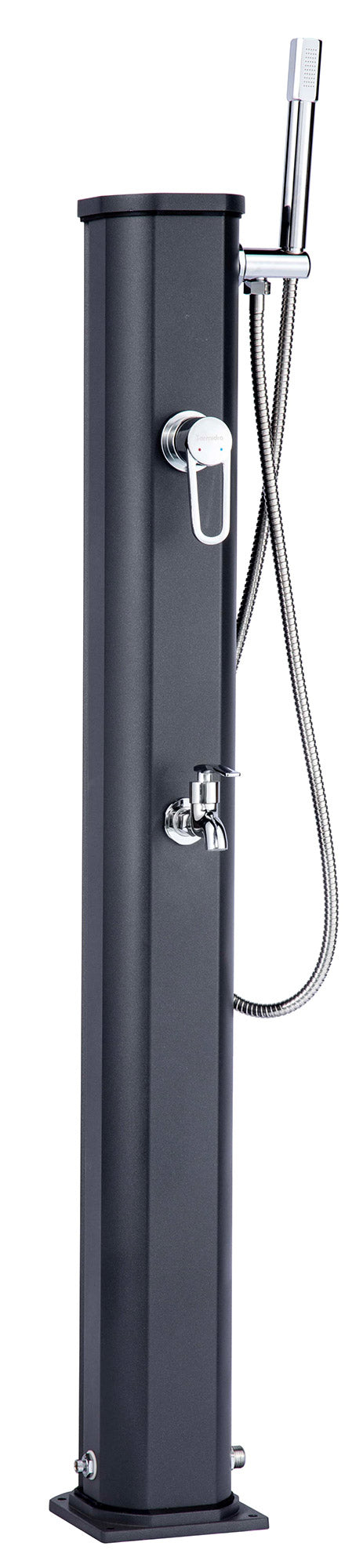 Mini Doccia Solare da Giardino 20L Miscelatore Lavapiedi e Doccetta Antracite