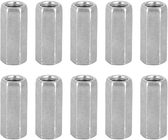 M8 Zeskantmoer in Cottolatura Galvanizzata - 10 Pezzi - Per Fixaggi - Viti a Cinque Viti