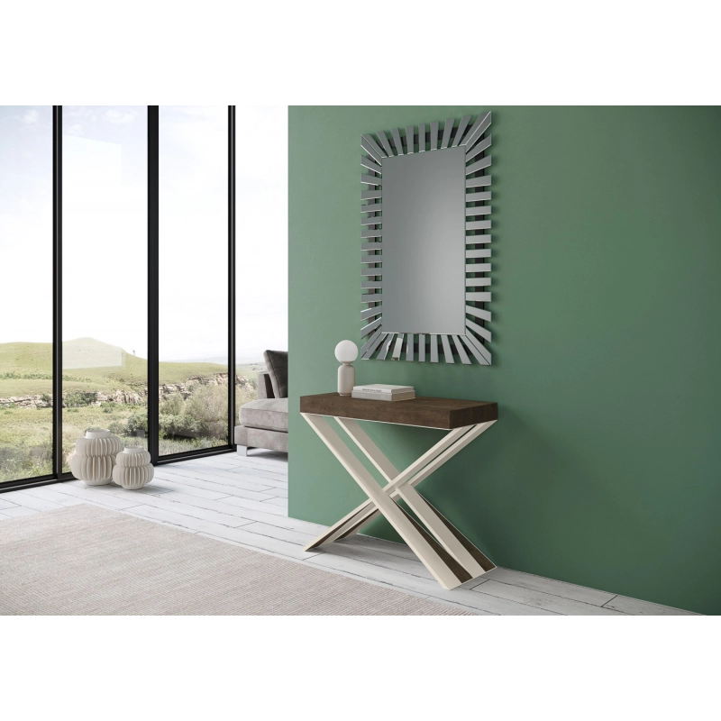 Consolle allungabile 90x40/196 cm Diago Small telaio Bianco - Noce