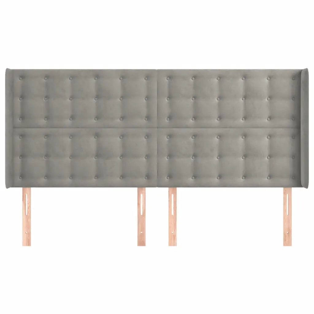 Testiera ad Orecchio Grigio Chiaro 163x16x118/128 cm in Velluto