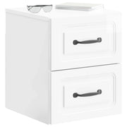 Comodino | Armadio da Notte | Mobiletto da notte a muro Bianco Lucido 34,5 x 33 x 40 cm