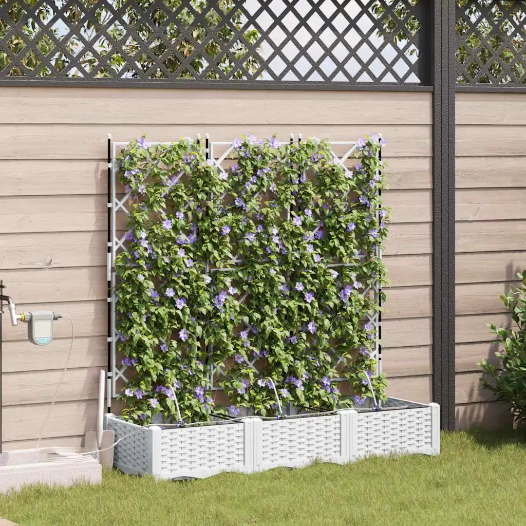 Vaso da giardino 3 pcs Bianco Plastica 42002920