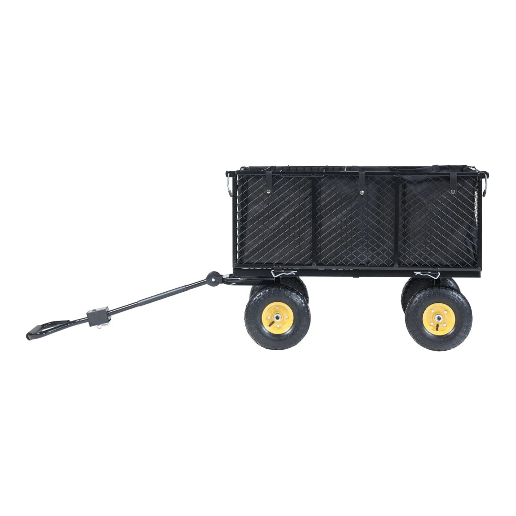 Carrello da giardino con sponde laterali pieghevoli portata 550 kg nero e giallo 03_0009217