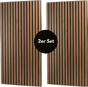 Pannelli di parete - Pannelli acustici - Rivestimento di parete in legno con assorbimento del suono - 2 pezzi Colore Noce - 120x60 cm