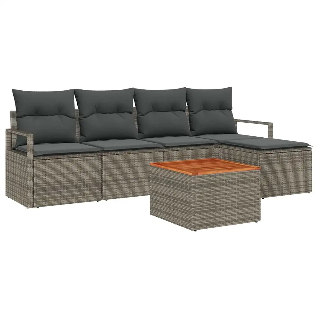 Set Divano da Giardino 6 pcs Grigio polyrattan