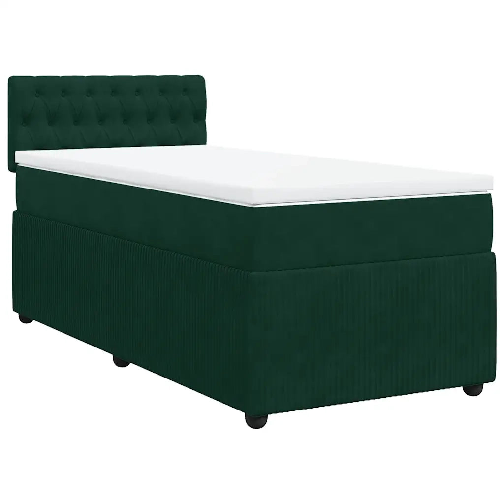 Giroletto a Molle con Materasso Verde Scuro 90x190 cm Velluto