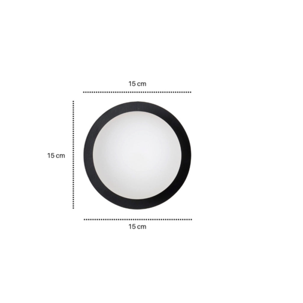 Applique Minerva in acciaio nero con diffusore in vetro