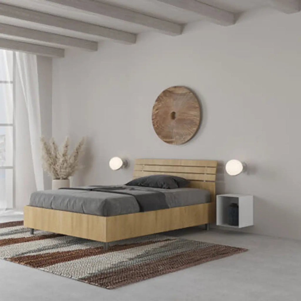 Letto una piazza e mezza contenitore 120x200 testata inclinata con doghe quercia Ankel