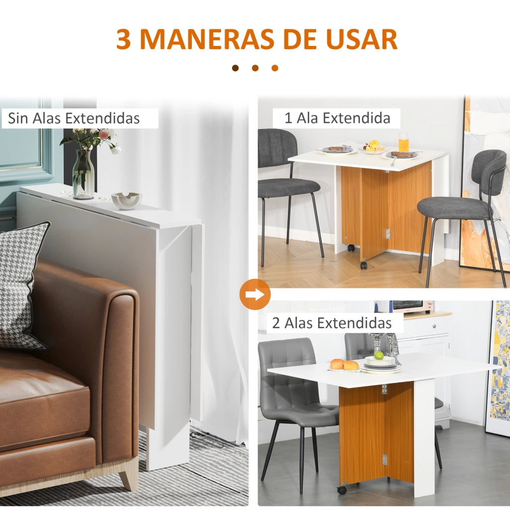Tavolo allungabile pieghevole con ruote ¨C zephmum ¨C bianco 120x80x73 cm