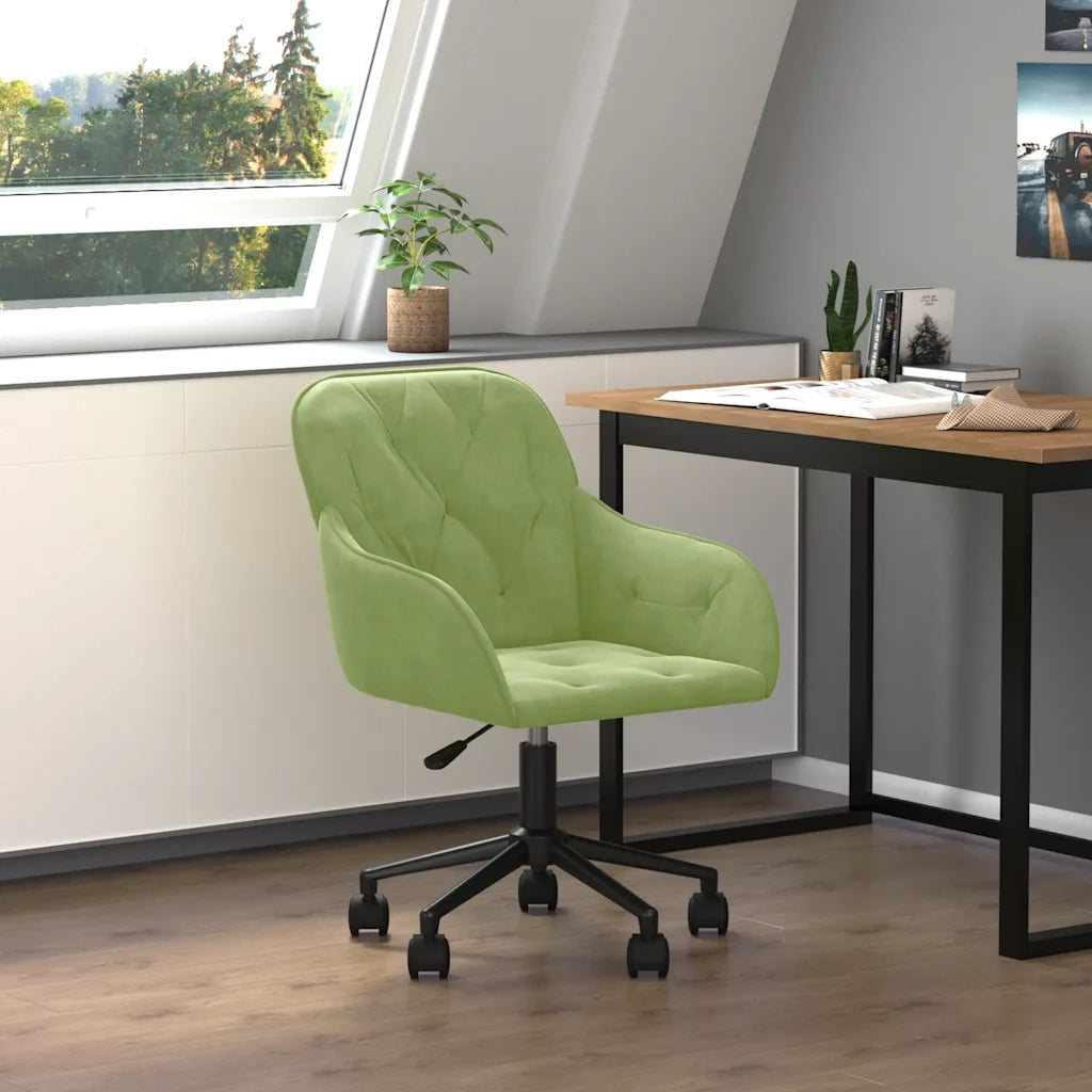 Sedia da Ufficio Girevole Verde Chiaro in Velluto 344870