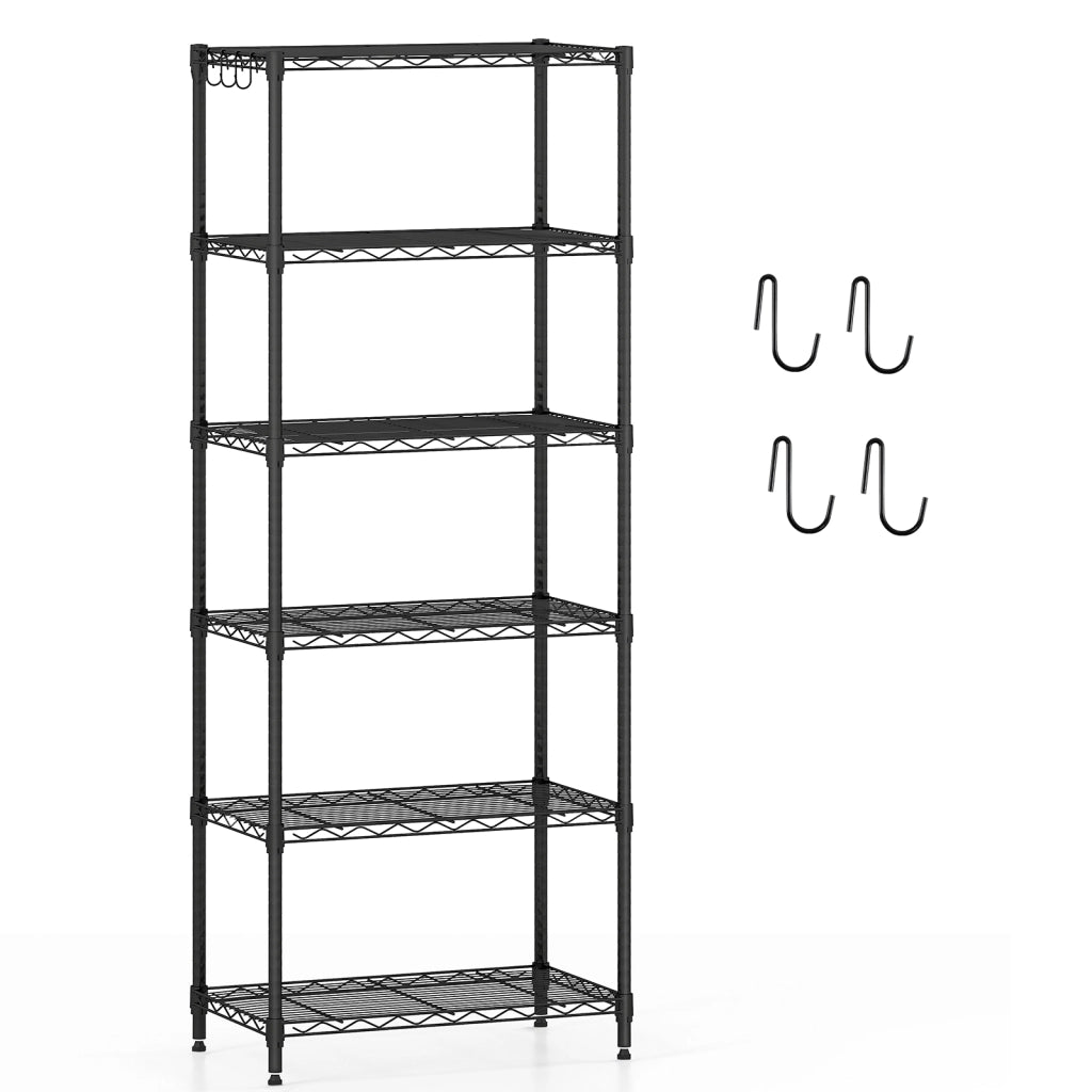 Scaffale metallo 6 ripiani regolabile resistente rete v, Scaffale organizzatore casa cucina garage 408 kg