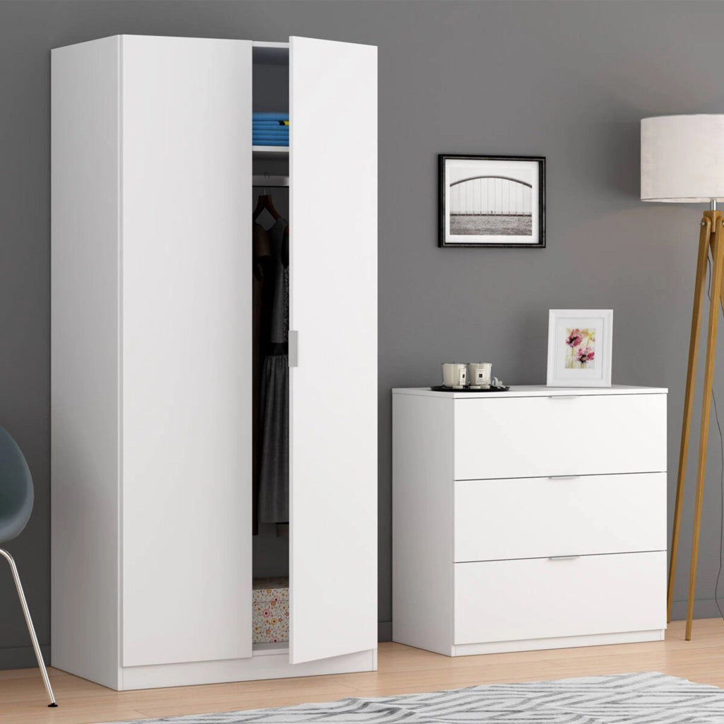 Cassettiera Rea, Settimanale moderna a 3 cassetti, Mobile ComÒ² basso per camera da letto, Mobile Settimanale, cm 77x38h80, Bianco