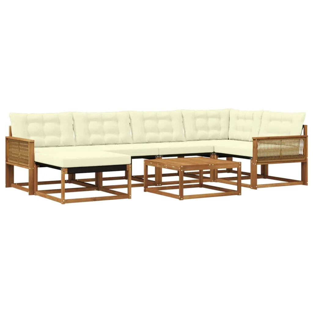 Set di divani da esterno con cuscino 7 pcs Naturale e Crema