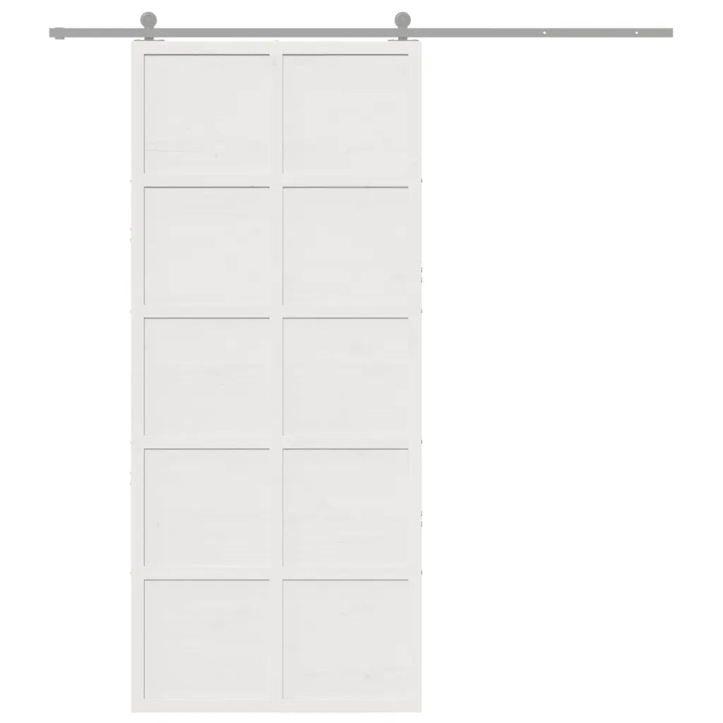 Porta del Granaio Bianca 90x208 cm in Legno Massello di Pino 850642