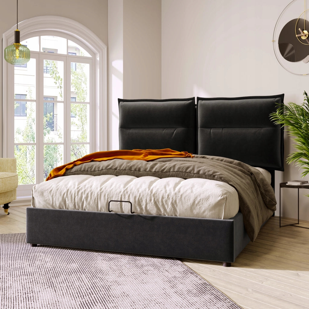 Letto singolo 140x200 - Xylo - Nero con sistema idraulico senza materasso