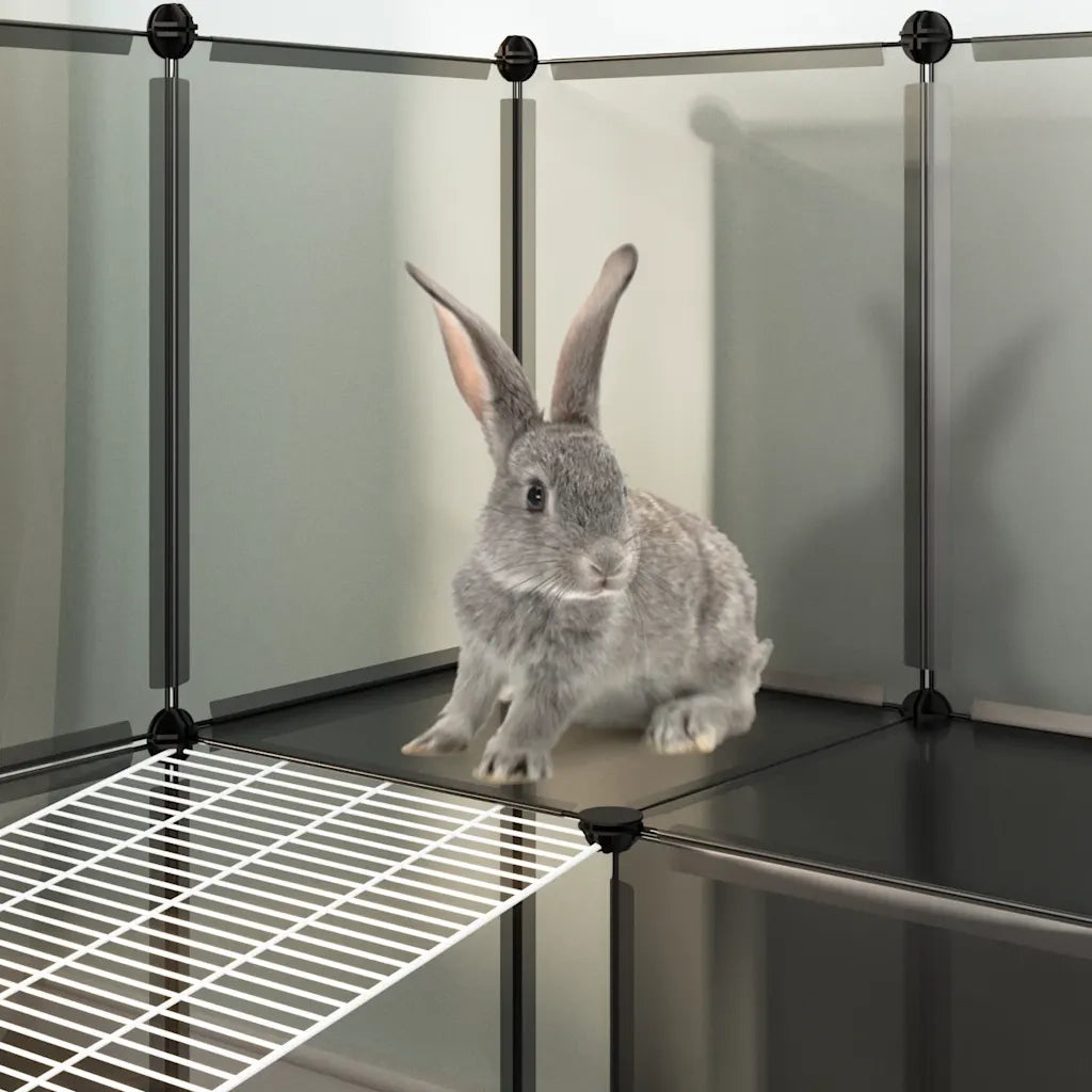 Gabbia per Piccoli Animali Nera 142x74x93 cm in PP e Acciaio 340573