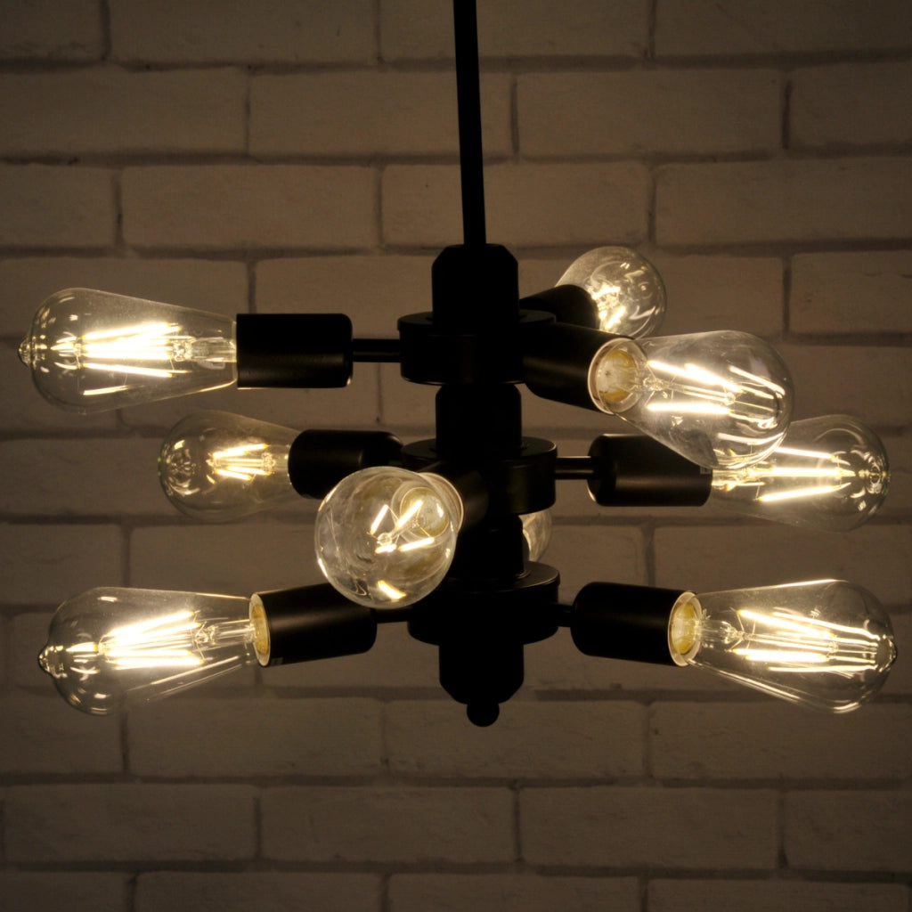 Lampadario Polux Orebro nero metallo 9xE27 Ø25cm IP20