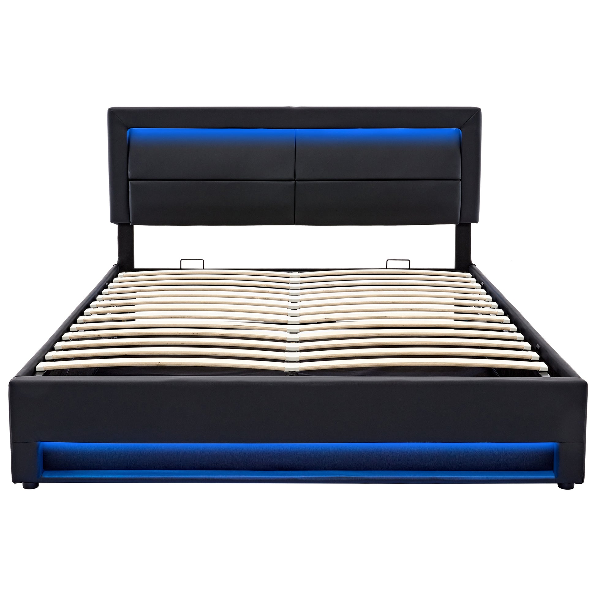 Letto singolo 140x200 - Xylo - USB, LED, nero PU