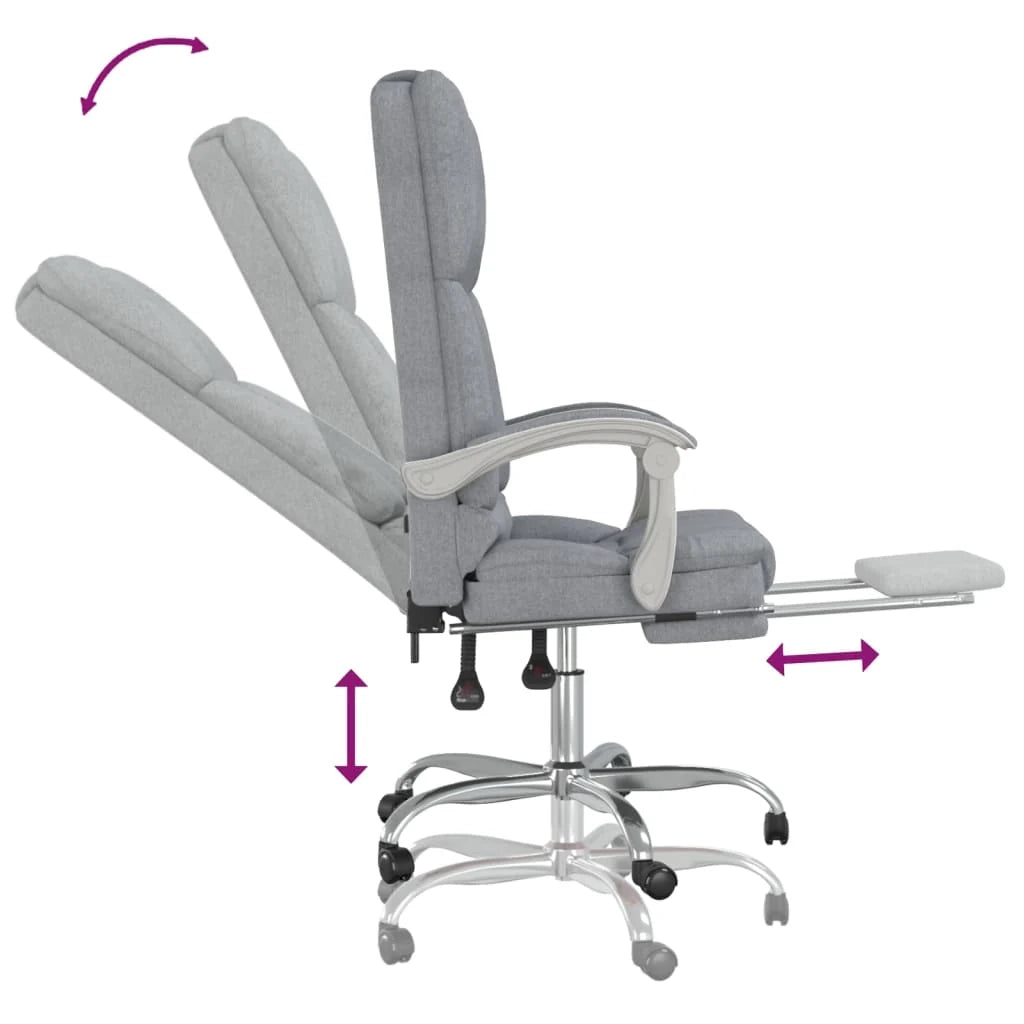 Poltrona massaggiante reclinabile per ufficio computer studio tessuto grigio chiaro 02_0025384