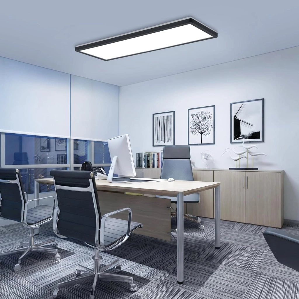 ZMH Lampada da soffitto LED Pannello Dimmabile Lungo Luce Diurna Retroilluminazione RGB Ufficio 22W per Soggiorno Nero